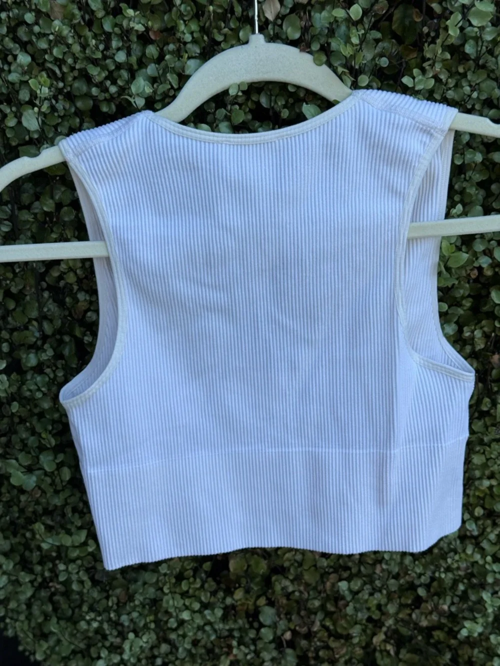 Topshop White Ribbed V-Neck Crop Tank